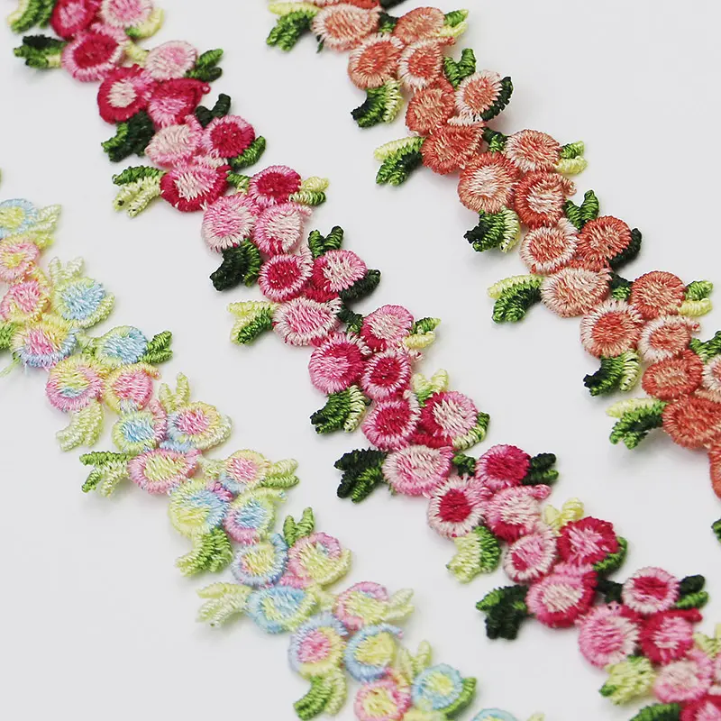 (3 yards/pack) 20mm Embroidered Water soluble Lace Fabric Ribbon Colorful Flower Hat Collar Decorative Accessories Accessories
