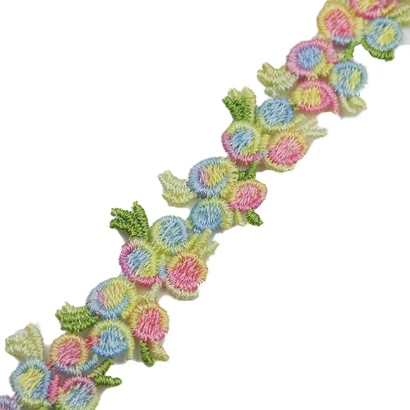 (3 yards/pack) 20mm Embroidered Water soluble Lace Fabric Ribbon Colorful Flower Hat Collar Decorative Accessories Accessories