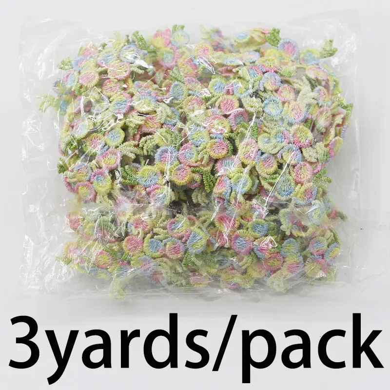 (3 yards/pack) 20mm Embroidered Water soluble Lace Fabric Ribbon Colorful Flower Hat Collar Decorative Accessories Accessories
