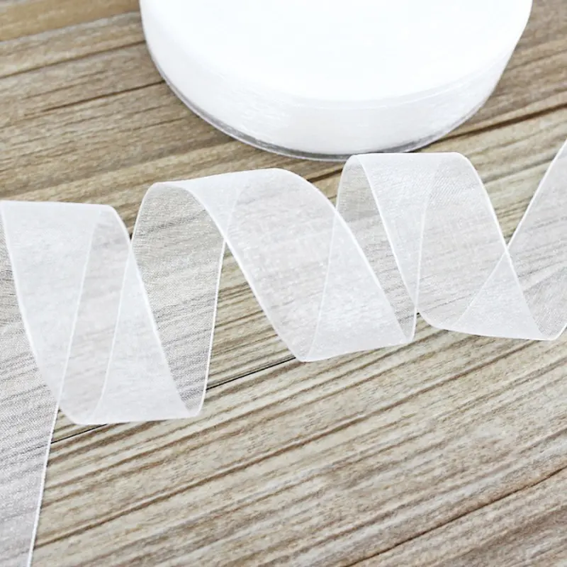 (50 yards/roll) White organza ribbon wholesale gift wrapping decoration ribbons (12/15/20/25/40/50mm)