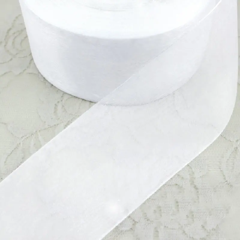 (50 yards/roll) White organza ribbon wholesale gift wrapping decoration ribbons (12/15/20/25/40/50mm)