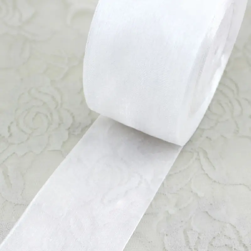 (50 yards/roll) White organza ribbon wholesale gift wrapping decoration ribbons (12/15/20/25/40/50mm)