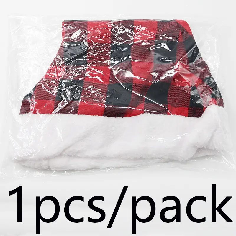 (1 Pcs/bag)28cm Oversized Red Checkered Cloth Hat For Christmas Celebration Children's Hats New Year Atmosphere Room Decoration