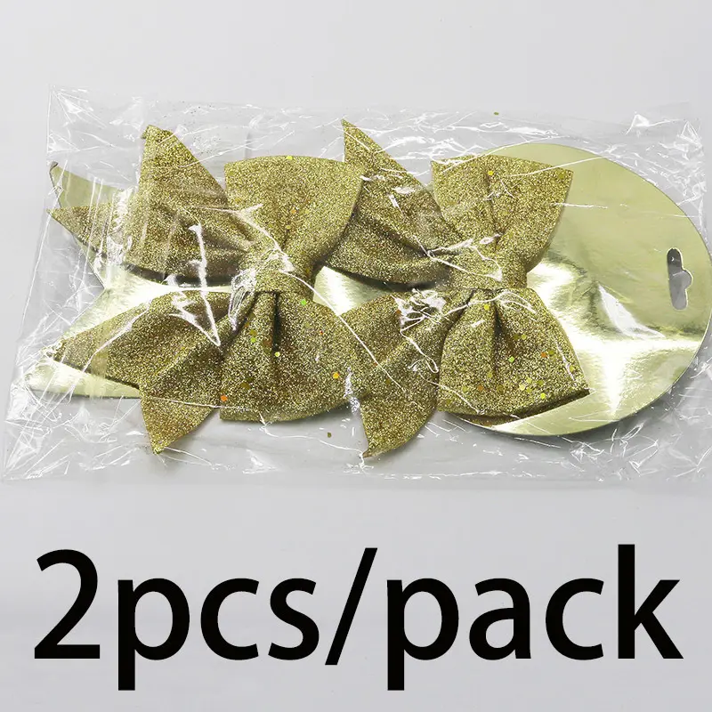 2Pcs/pack Christmas Bow Sequins Pearl Cotton Xmas Tree Decoration Gift Packaging Wall Window Decorations Photography Props DIY