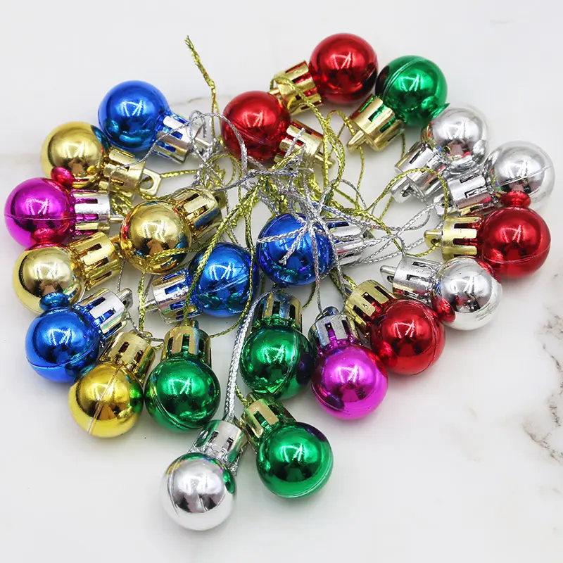 (24pcs/pack) 2cm Christmas Ball Colorful Bright Ball Christmas Tree Pendant New Year Window Display Scene Decoration Props DIY