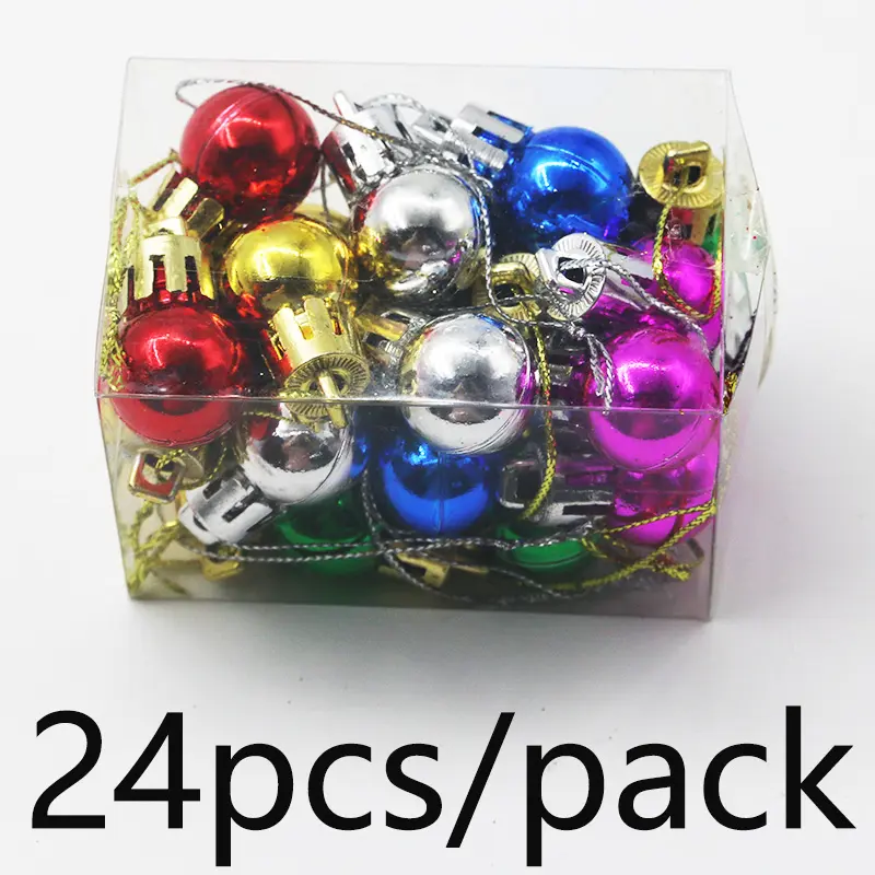 (24pcs/pack) 2cm Christmas Ball Colorful Bright Ball Christmas Tree Pendant New Year Window Display Scene Decoration Props DIY