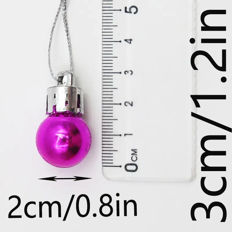 (24pcs/pack) 2cm Christmas Ball Colorful Bright Ball Christmas Tree Pendant New Year Window Display Scene Decoration Props DIY