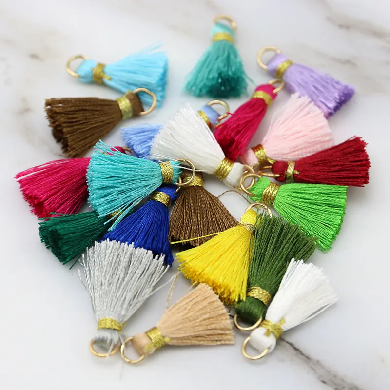 20pcs Polyester Trim Gold Hat Fringe Tassel For Sewing Curtains Accessories Purl DIY Jewelry Keychain Cellphone Straps Pendant