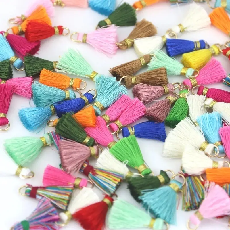 20pcs Polyester Trim Gold Hat Fringe Tassel For Sewing Curtains Accessories Purl DIY Jewelry Keychain Cellphone Straps Pendant