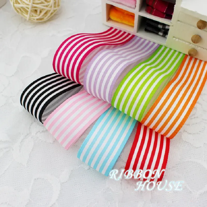 (20 yards/lot) 25mm Stripe grosgrain ribbon printed gift wrap decoration ribbons