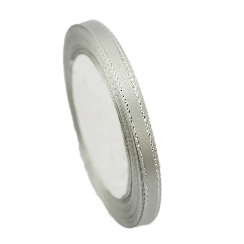 (25 yards/roll) 6mm Silver Edged satin ribbon high quality gift packaging ribbons