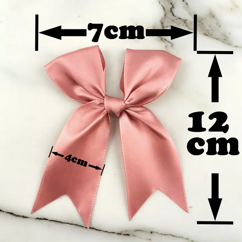 (30 Pcs/pack) 12*7cm Fresh Pink Ribbon Bows Small Size Satin Ribbon Bow Flower Craft Decoration Handwork DIY Party Decoration