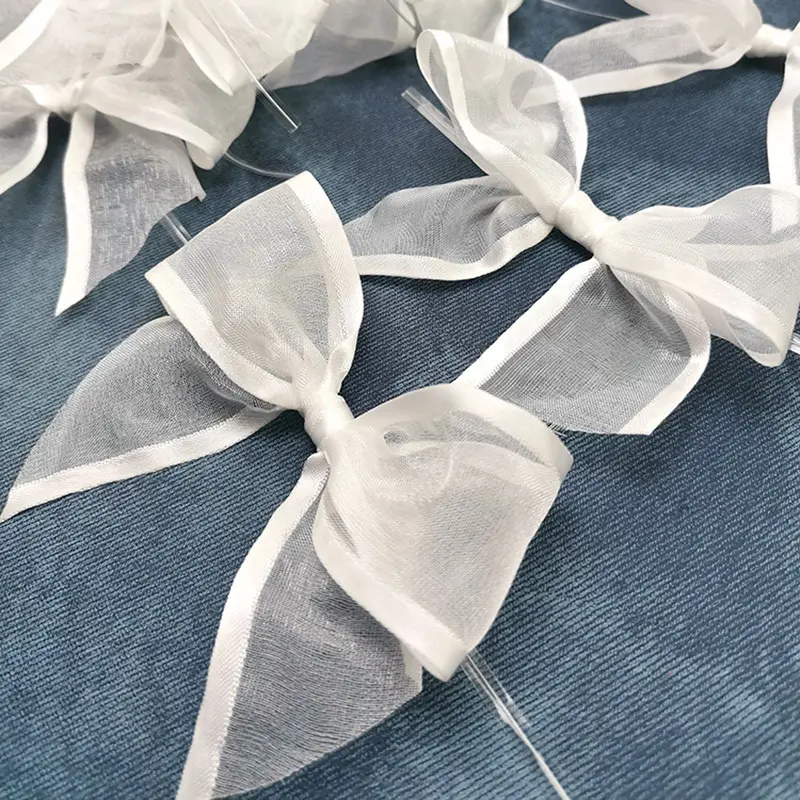 (30 Pcs/pack)11cm White Wide-brimmed Organza Bow Girls Hair Clips Making Holiday Decorating Gift Boxes DIY Home Decoration