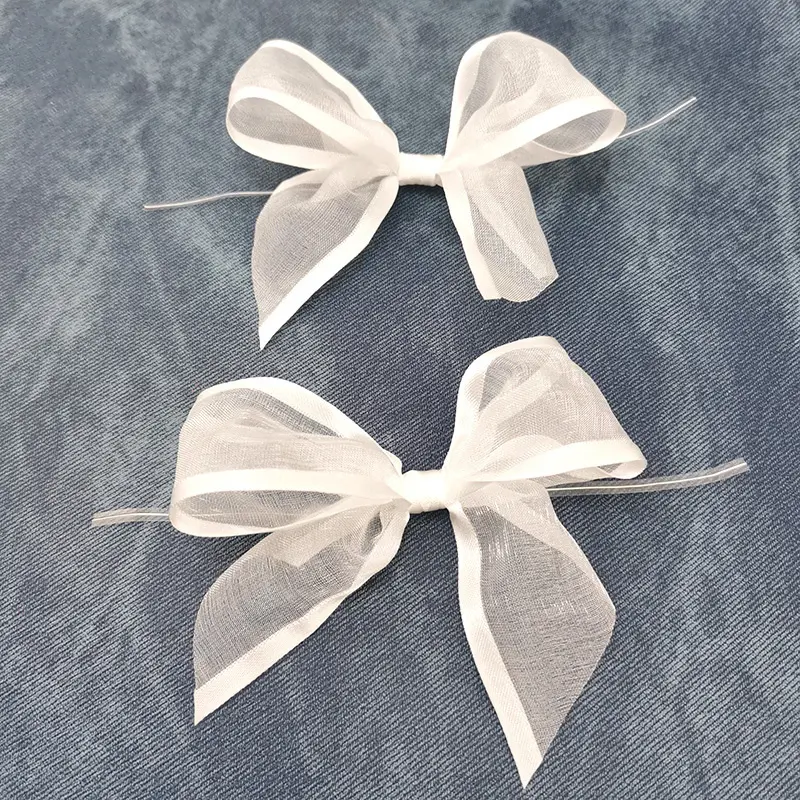 (30 Pcs/pack)11cm White Wide-brimmed Organza Bow Girls Hair Clips Making Holiday Decorating Gift Boxes DIY Home Decoration