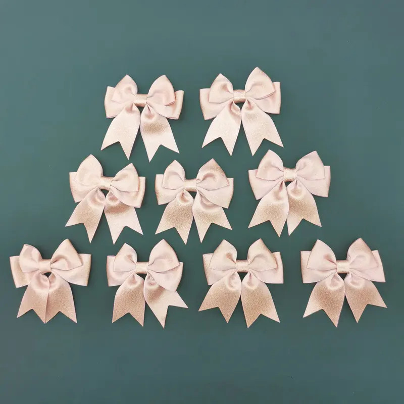 (15pcs/pack) 7cm Pink Gold Dust Ribbon Bow Handmade DIY Crafts Gift Wrapping Decoration Wedding Party Supplies