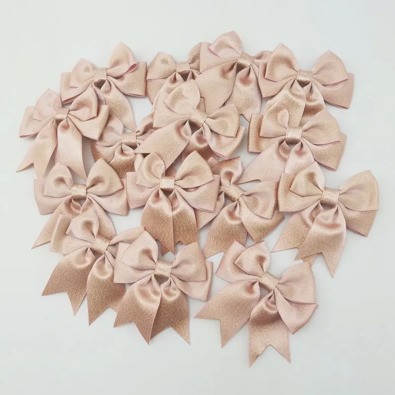 (15pcs/pack) 7cm Pink Gold Dust Ribbon Bow Handmade DIY Crafts Gift Wrapping Decoration Wedding Party Supplies