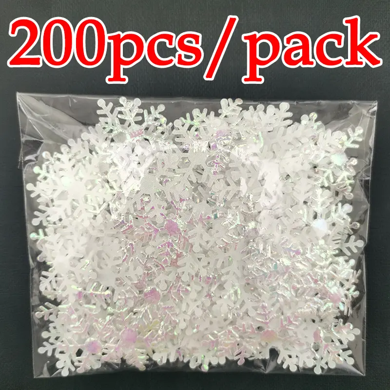 (200pcs/pack) 30mm Christmas Snowflakes Confetti Artificial Snow Xmas Tree Ornaments Decorations For Home Party Wedding Decor