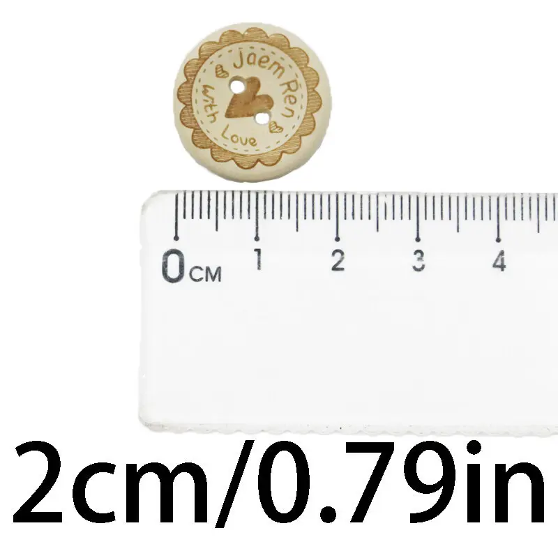 (80 Pcs/pack) 20mm Width 2 Holes Round Love wood Solid Color Buttons Handmade DIY Crafts Clothing Decoration Jewelry Buckles