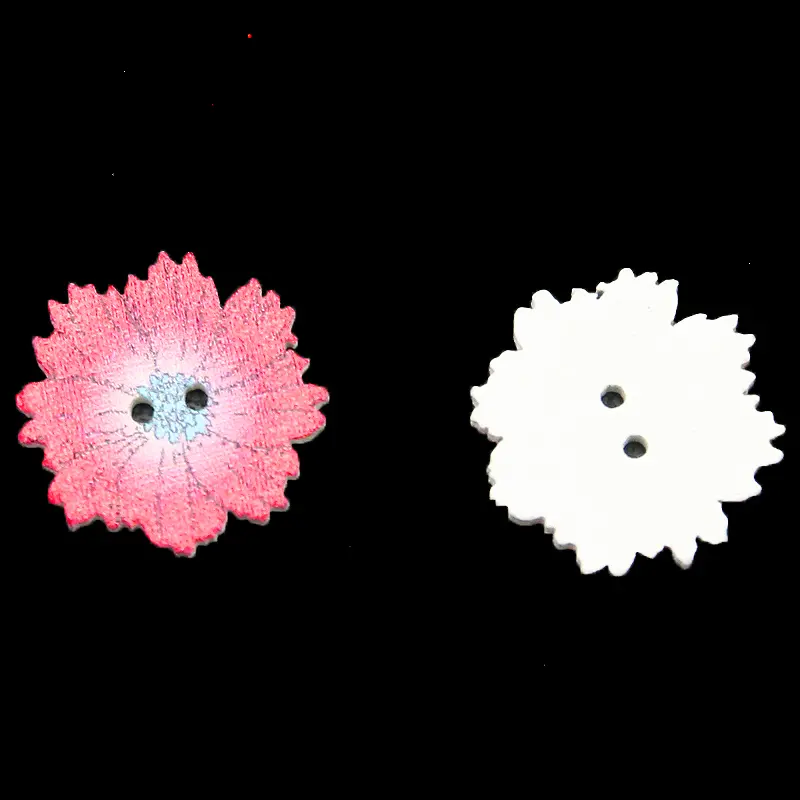 (100pcs/pack) 20mm 2-Hole Wooden Chrysanthemum Ethnic Style Button Home Sewing Accessories Festival Decoration Handmade DIY