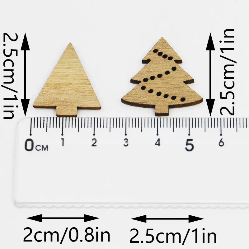 (50 Pieces/pack) 2.5cm Christmas Decoration Creative Cartoon Wooden Piece Retro Handmade DIY Small Gift Material