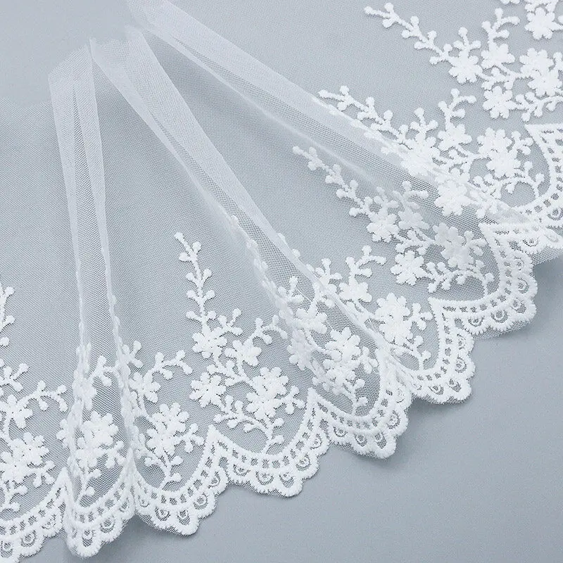 (1 Yard/pack) 155mm Embroidery Gauze Lace Fabric Ribbon Dress Accessories Lace Material Handmade Wedding Dress Handmade DIY