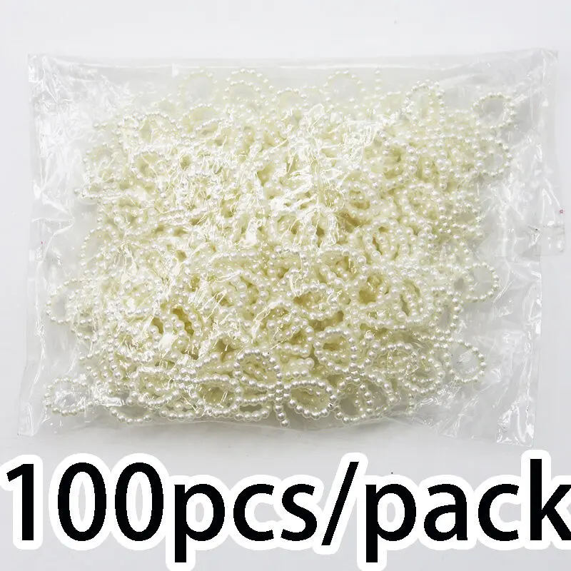 (100 Pieces/pack) 17*29Mm Imitation Pearl Butterfly Jewelry Accessories Resin Hollow Bow Party Decorations Home Hair Clip DIY