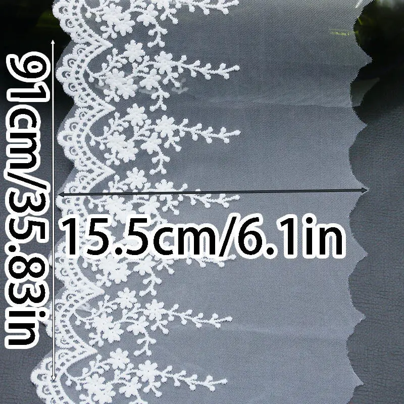 (1 Yard/pack) 155mm Embroidery Gauze Lace Fabric Ribbon Dress Accessories Lace Material Handmade Wedding Dress Handmade DIY