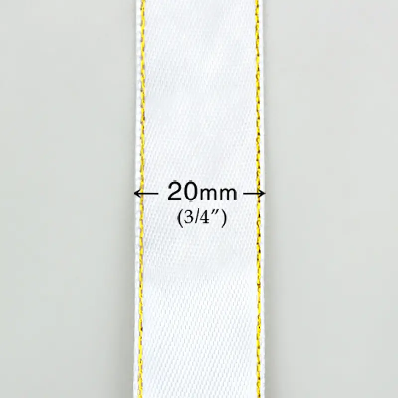 (25 Yards/roll) 20mm Single Satin Ribbon Gold Edge Wholesale High Quality Gift Packaging Handmade DIY Ribbon Roll