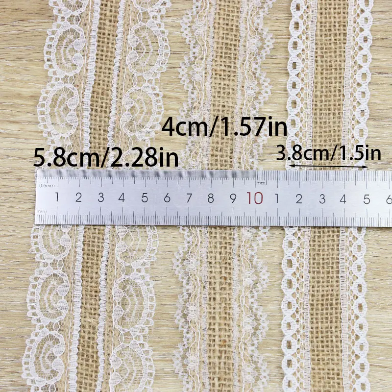 (2 Meters/roll) 38mm-58mm Linen Lace Lace White Border Wedding Decoration Home Hair Accessories Bow Tablecloth Curtains DIY