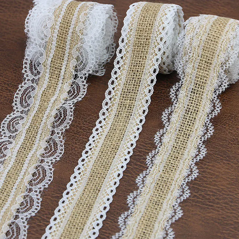 (2 Meters/roll) 38mm-58mm Linen Lace Lace White Border Wedding Decoration Home Hair Accessories Bow Tablecloth Curtains DIY
