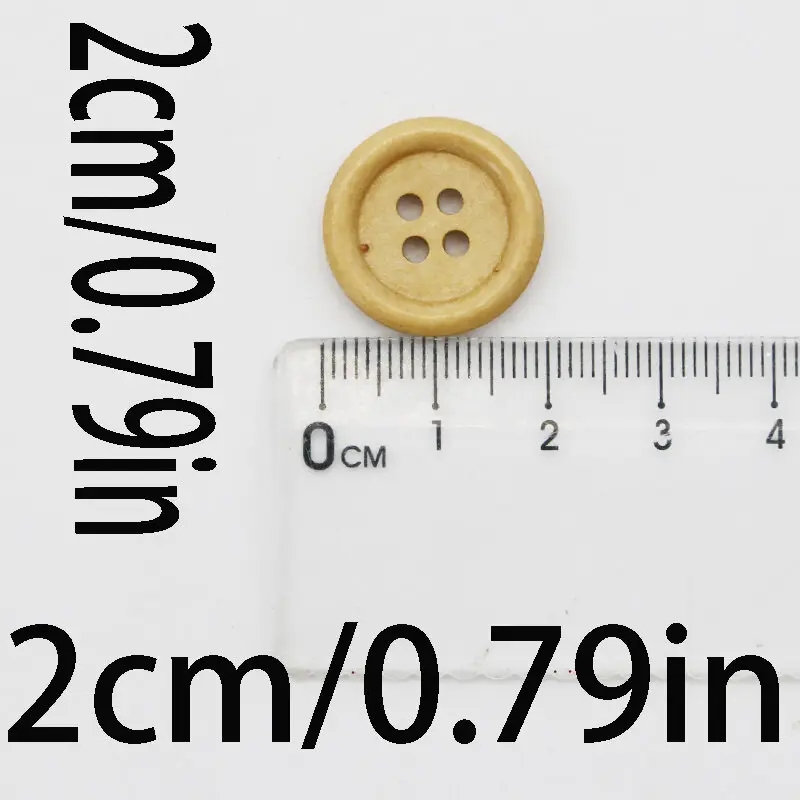 (50pcs/pack)20mm High Quality Organic 4-Holes Round Wood Buttons Eco-Friendly Custom Made Garment Decoration DIY