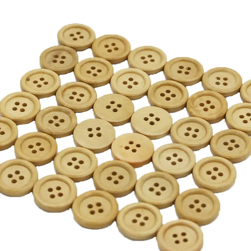 (50pcs/pack)20mm High Quality Organic 4-Holes Round Wood Buttons Eco-Friendly Custom Made Garment Decoration DIY