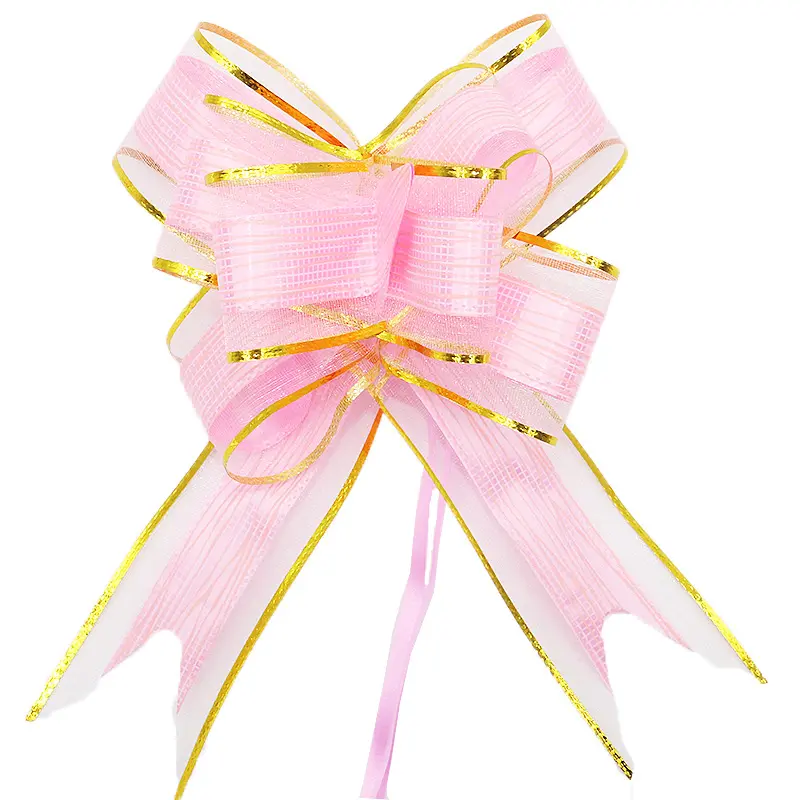 (10pcs/pack)22*26cm Golden Border Snow Gauze Bow Hand Drawn Flower Festival Party Home Ribbon Gifts Packaging Materials DIY
