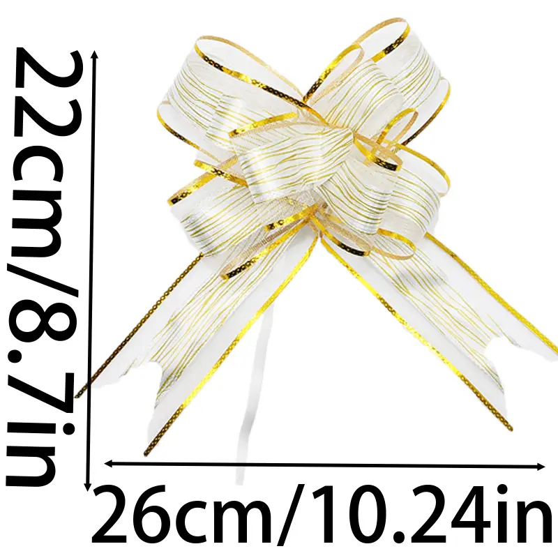 (10pcs/pack)22*26cm Golden Border Snow Gauze Bow Hand Drawn Flower Festival Party Home Ribbon Gifts Packaging Materials DIY