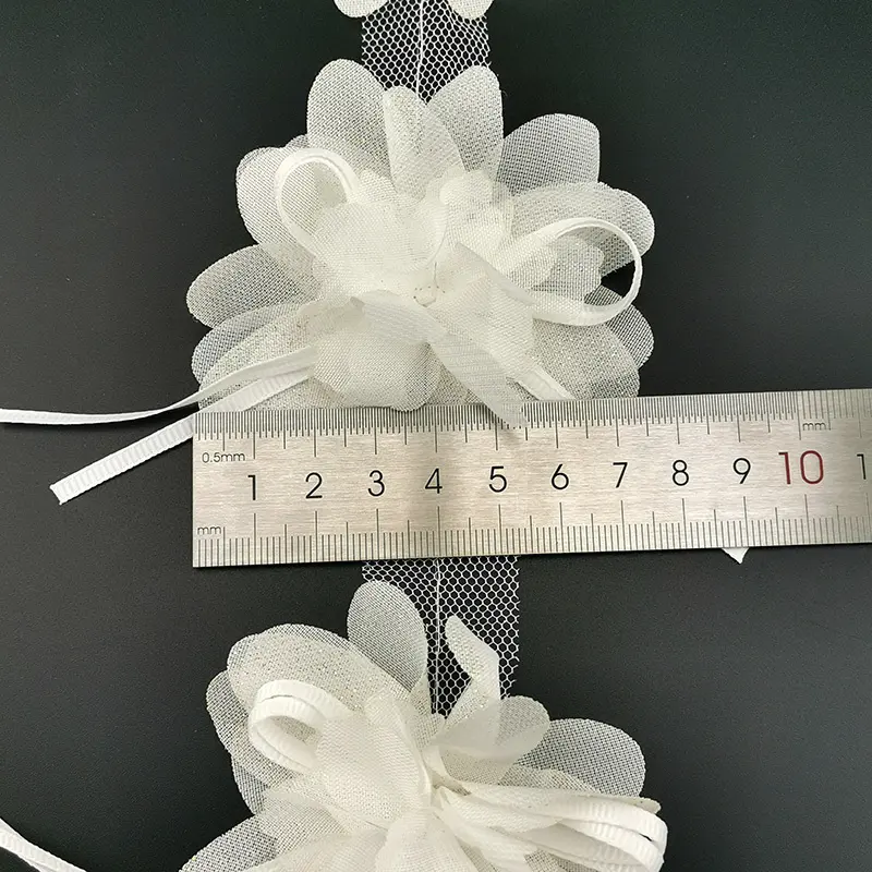 10pcs/roll 80mm Chiffon Streamer Flower Lace Dress Clothing Accessories Hairpin Making Handmade DIY Crafts Materials Laces