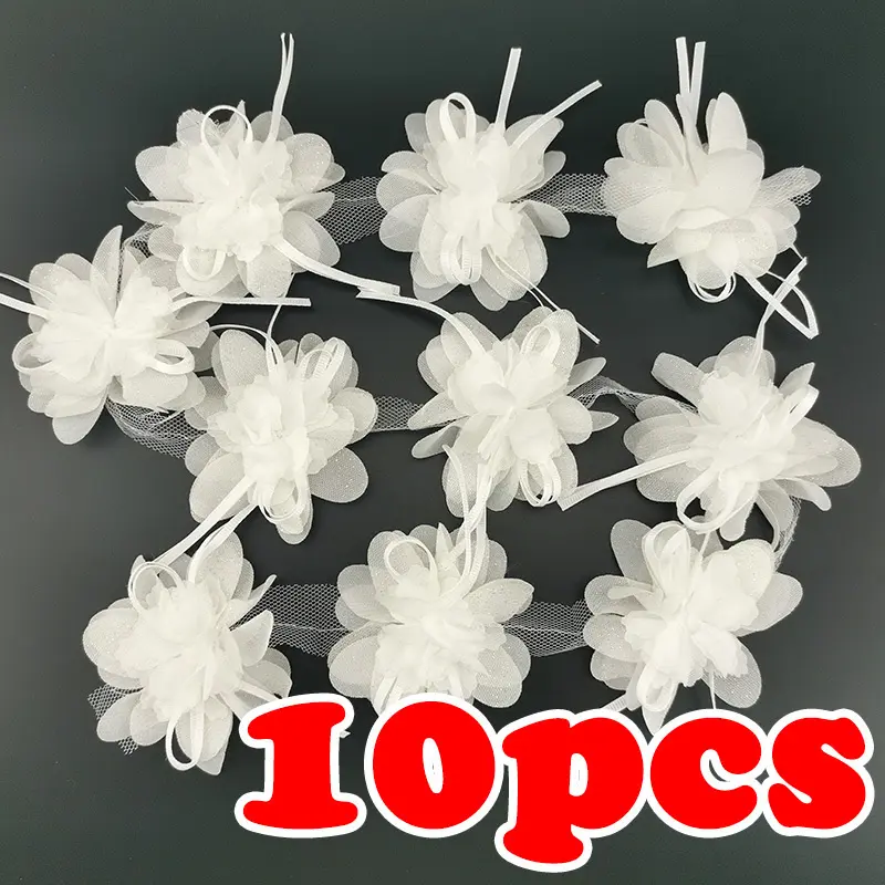 10pcs/roll 80mm Chiffon Streamer Flower Lace Dress Clothing Accessories Hairpin Making Handmade DIY Crafts Materials Laces