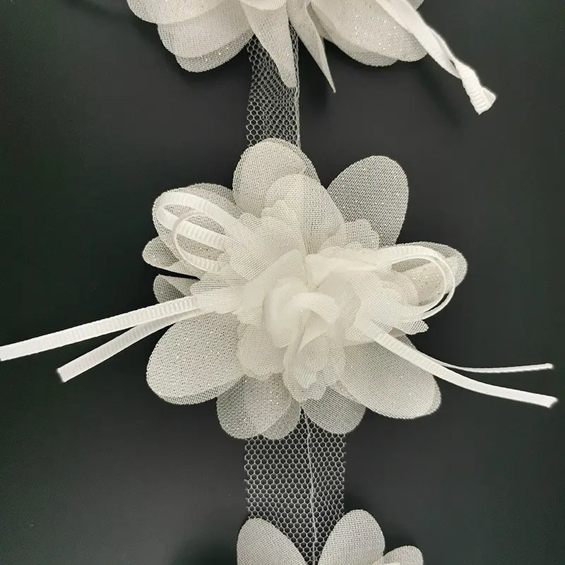 10pcs/roll 80mm Chiffon Streamer Flower Lace Dress Clothing Accessories Hairpin Making Handmade DIY Crafts Materials Laces