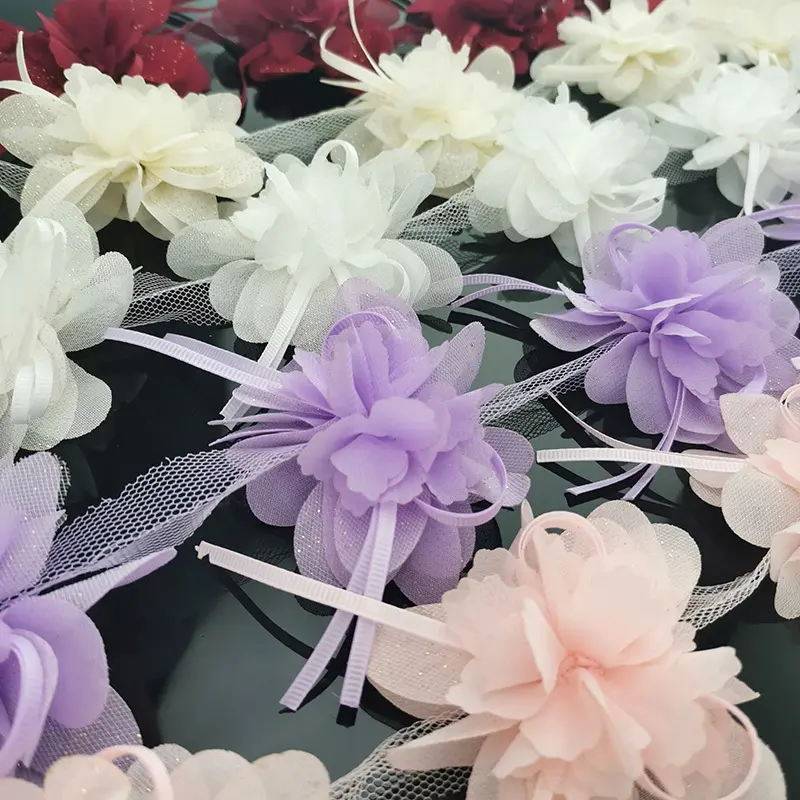 10pcs/roll 80mm Chiffon Streamer Flower Lace Dress Clothing Accessories Hairpin Making Handmade DIY Crafts Materials Laces