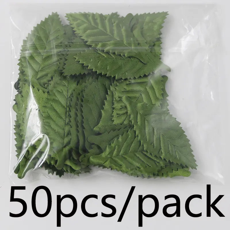 (50 Pcs/pack) 6cm Silk Screen Simulation Leaf Cloth Leaves Clothing Sewing Accessories Home Hair Accessory Vase Decoration DIY