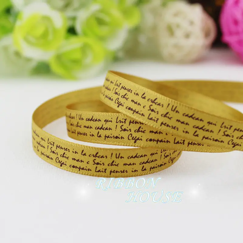 (25 yards/lot)10mm 3/8"printed satin ribbon colored romantic ribbon gift wrap ribbons