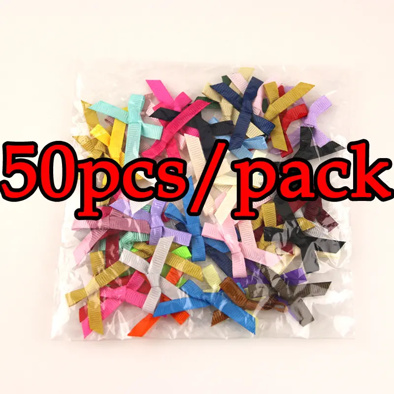 （50pcs/pack）4x4cm Mixed Color Grosgrain Ribbon Bow Gift Box Hair Decorations Home Clothing Packaging Decoration Christmas Bows