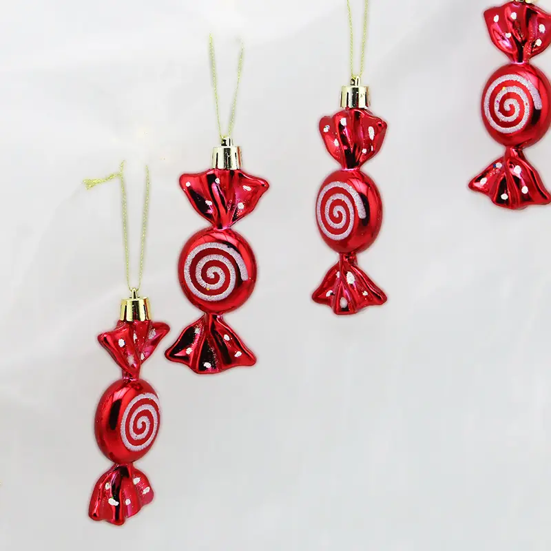 (6Pcs/pack))9.5cm Christmas Candy Pendant Flat Sugar Pendant Xmas Tree Decoration New Year Children's Gift Home 2024 Navidad DIY