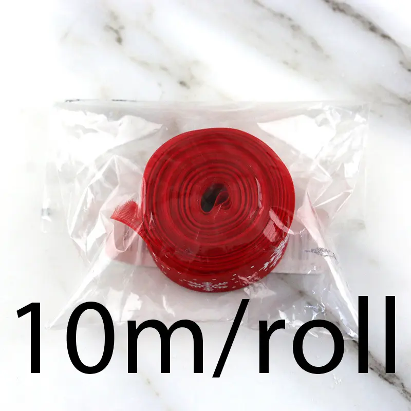 (10 Meters/roll)25mm Width Red Organza Christmas Handmade Ribbon Gift Packaging White Snowflake Decorative Lace Home Holiday