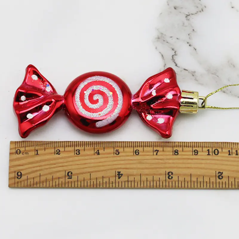 (6Pcs/pack))9.5cm Christmas Candy Pendant Flat Sugar Pendant Xmas Tree Decoration New Year Children's Gift Home 2024 Navidad DIY