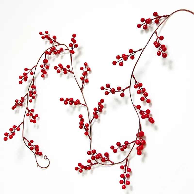 (1 Pcs/pack) Red Christmas Cherry Pendant 1.9m Long Wedding Decoration Holiday DIY Decoration Gift Package Decoration