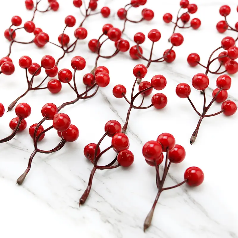 (20pcs/pack)7.5cm Size Red Berry Cherry Christmas Tree Pendant For Wedding Box Decoration Party Arrangement
