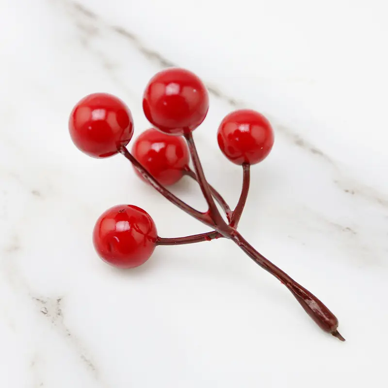 (20pcs/pack)7.5cm Size Red Berry Cherry Christmas Tree Pendant For Wedding Box Decoration Party Arrangement