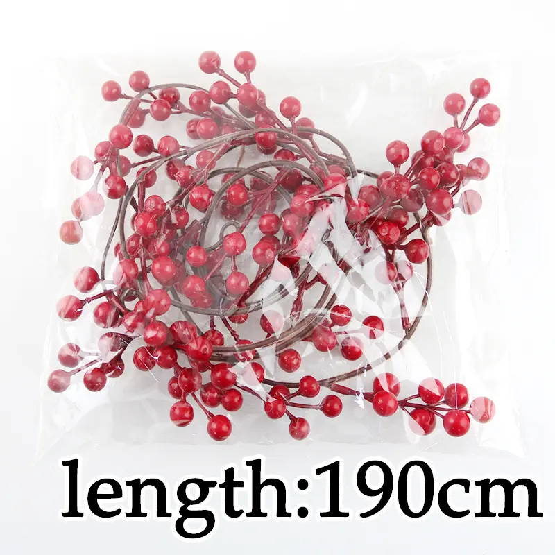 (1 Pcs/pack) Red Christmas Cherry Pendant 1.9m Long Wedding Decoration Holiday DIY Decoration Gift Package Decoration
