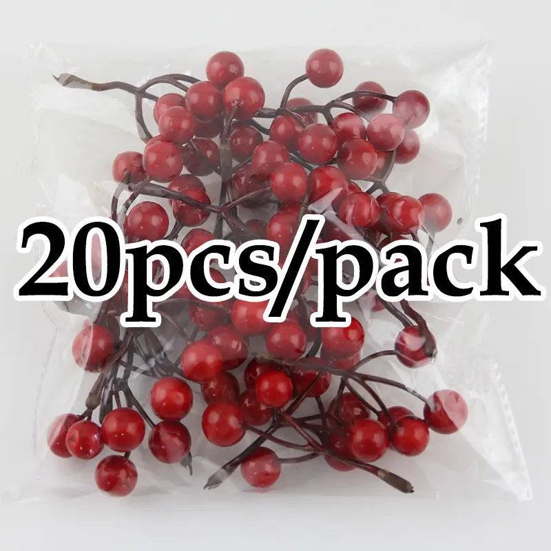 (20pcs/pack)7.5cm Size Red Berry Cherry Christmas Tree Pendant For Wedding Box Decoration Party Arrangement