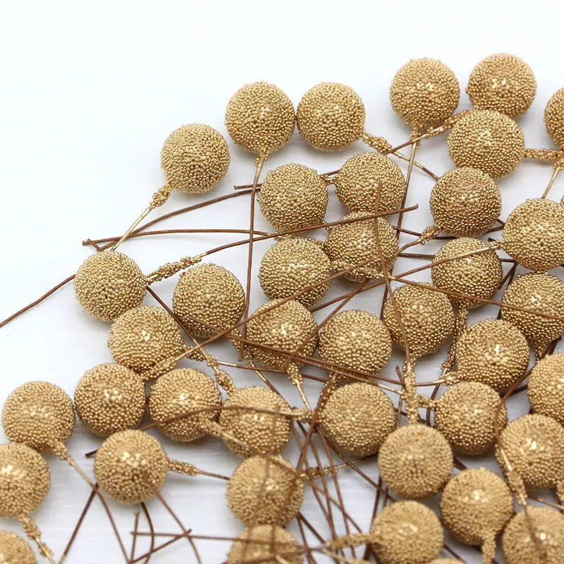 (100 Pcs/pack)6cm Christmas Tree Berry Decoration Simulation Bayberry Gold Silvery Berry Bouquet False Plant Wreath Decoration